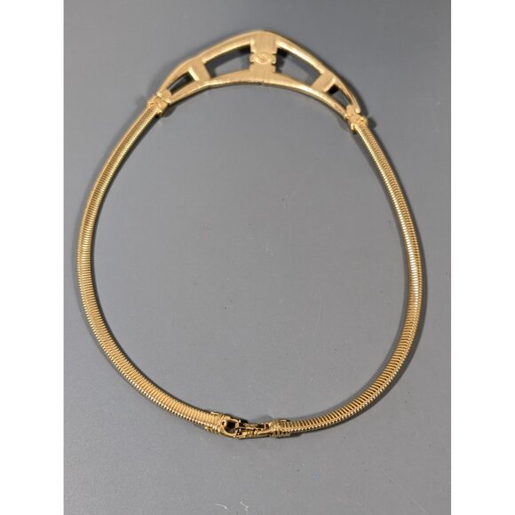 Trifari Cream Enamel Omega Chain Choker Necklace 16" Art Deco - Picture 10 of 11